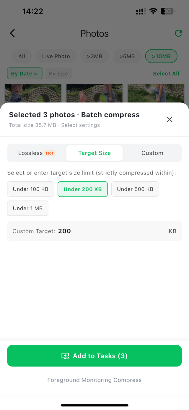 Target Size Compression